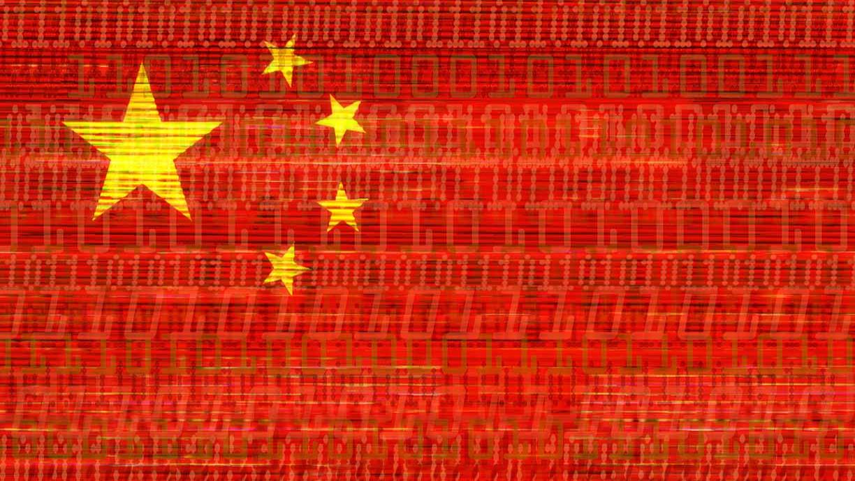 Pikselöitynyt Kiinan lippu.